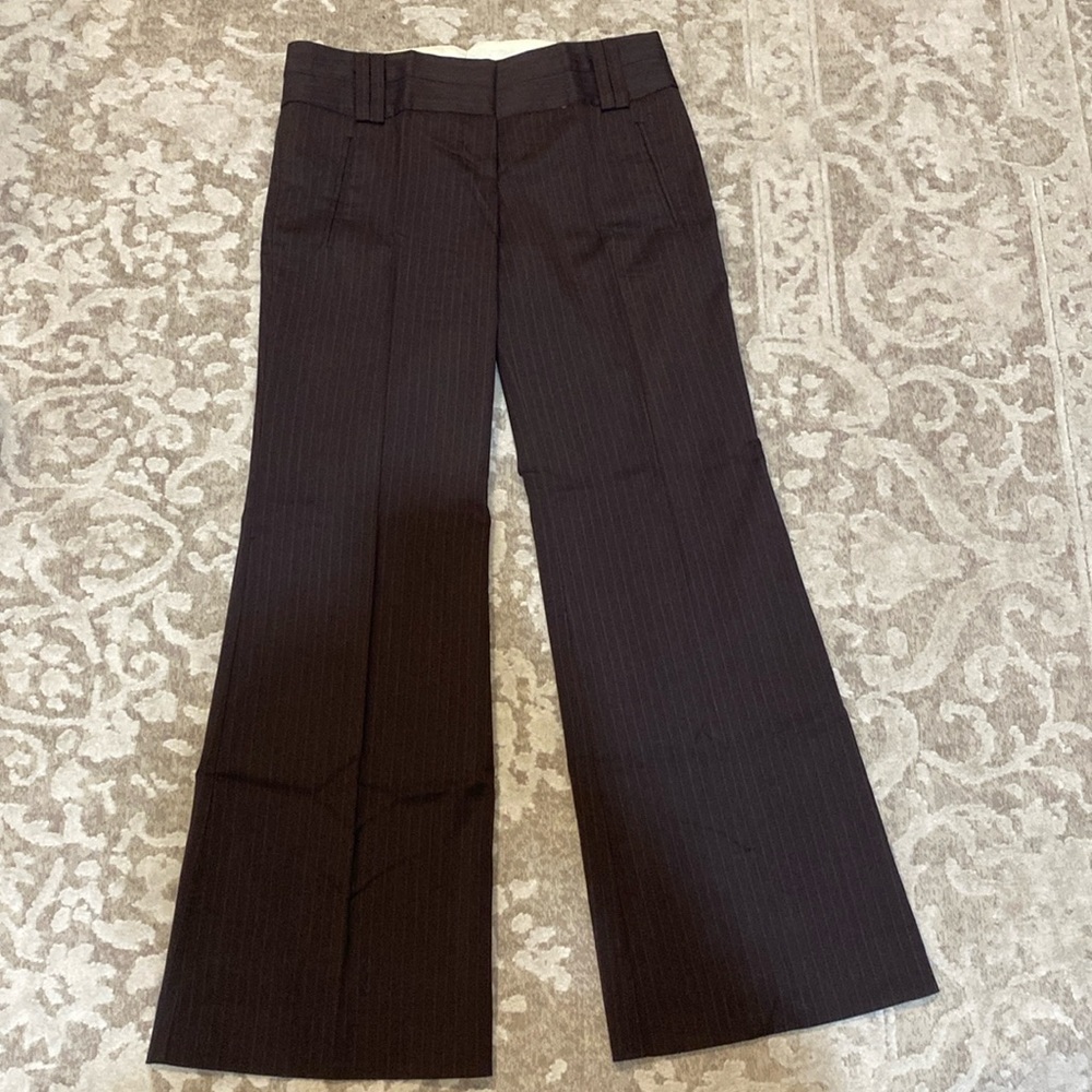 Brown Pinstripe Wide Leg Trousers